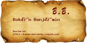 Bokán Benjámin névjegykártya